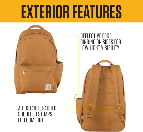 Carhartt 21L Classic Laptop Backpack, Water-Resistant Pack W/ 15" Laptop Sleeve and Organizational Compartments, PFAS Free, Carhartt Brown