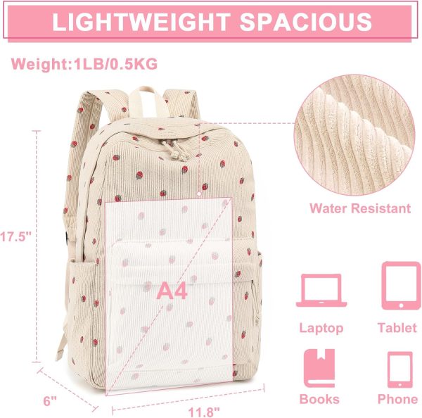 School Backpack for Teen Girls Bookbags Elementary High School Corduroy Laptop Bags Women Travel Daypacks