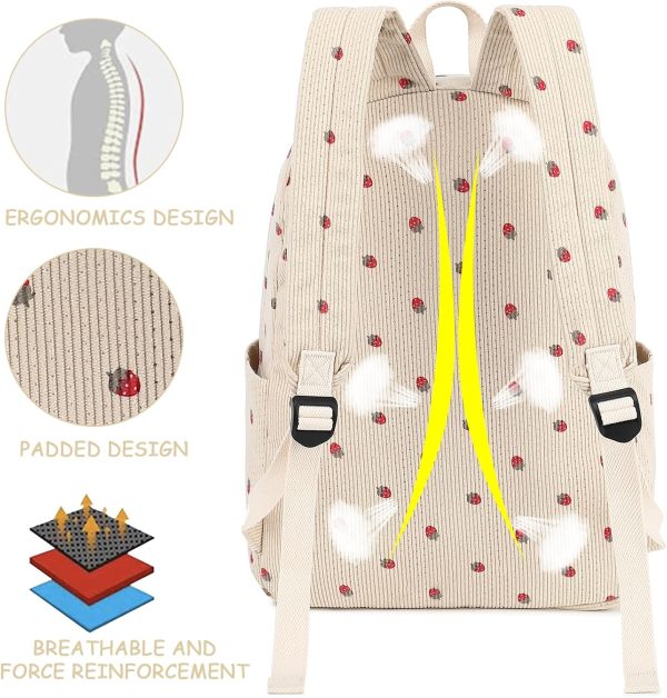 School Backpack for Teen Girls Bookbags Elementary High School Corduroy Laptop Bags Women Travel Daypacks