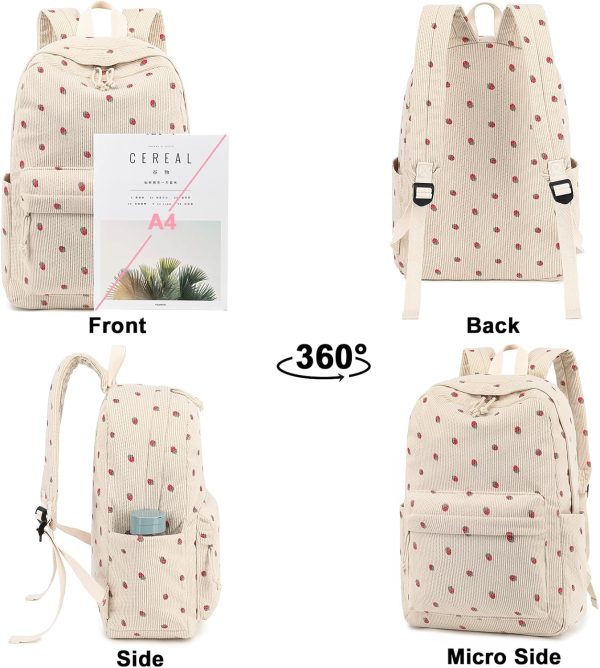 School Backpack for Teen Girls Bookbags Elementary High School Corduroy Laptop Bags Women Travel Daypacks