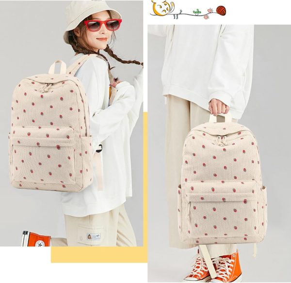 School Backpack for Teen Girls Bookbags Elementary High School Corduroy Laptop Bags Women Travel Daypacks